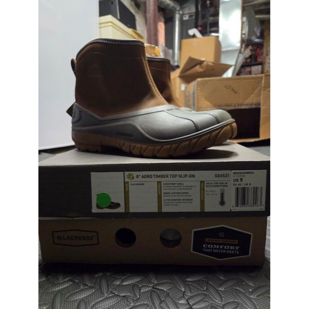 LaCrosse Aero Timber Top 6" Slip-On Waterproof Boots Clay Brown Size 9 NWT